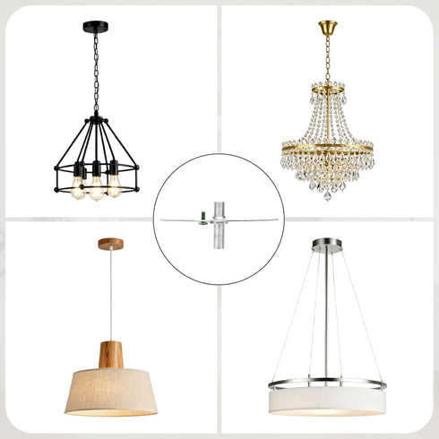 LUMLLSAJI 4" 3 Set 1/8IP Set Light Crossbar Kit, Universal Light Fixture Mounting Bracket with Tap Center Hole Ceiling