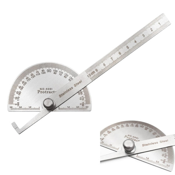 Angle Protractor, Stainless Steel Angle Ruler Finder 0-180 Degrees, 10 cm Woodworking Measure Tool