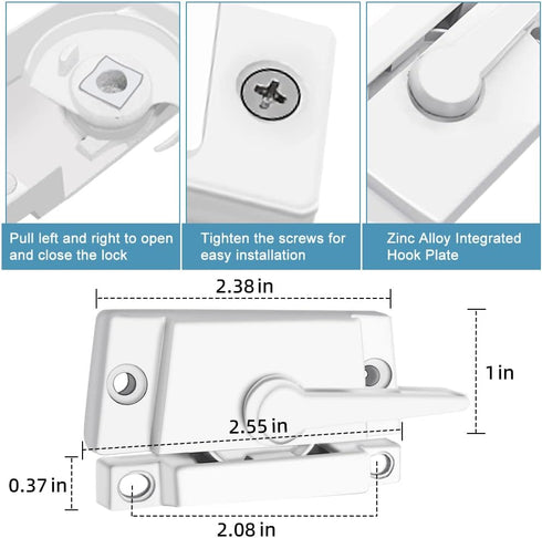 ZUONAI Sliding Window Sash Locks: 2 Pack Cam Locks for Double Hung Vinyl Windows, Security Replacement for Sliding
