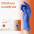 Caring Nitrile Exam Gloves, Blue Powder-Free Disposable Gloves for Medical Care and Food Prep