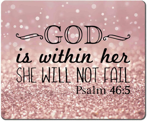 Psalm 46:5 God is Within Her, She Will Not Fall - Bible Verse Mousepad Rubber Gaming Mat 9.5 x 7.9 Inch