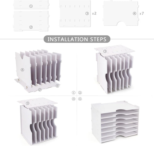 SONGWAY File Organizer for Desk, 7 Tier Wide Document Holder, Letter Mail Tray Storage Rack, A4 Paper Storage