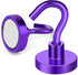 MIKEDE Heavy Duty Magnetic Hooks, 28LB+ Strong Neodymium Magnets for Fridge, Toolbox, Grill, 4 Pack (Purple)