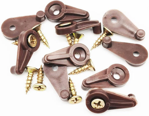Glass Retainer Clips 5mm Cabinet Glass Clips with Screws for Fixing Glass Cabinet Doors (50, Brown)