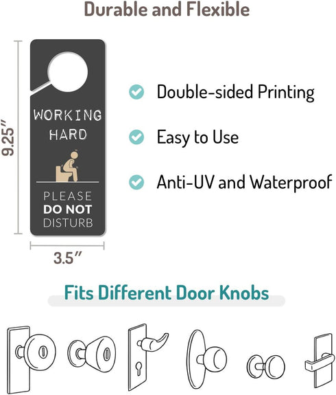 Occupied Sign for Bathroom Door, 2 Pack, PVC Plastic Funny Do Not Disturb Sign, Printed on Both Sides