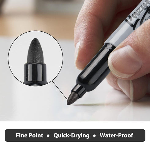 Permanent Markers Bulk, 120 Pack Black Fine Tip Waterproof Markers, Premium Smear Proof Pens for Office Supplies