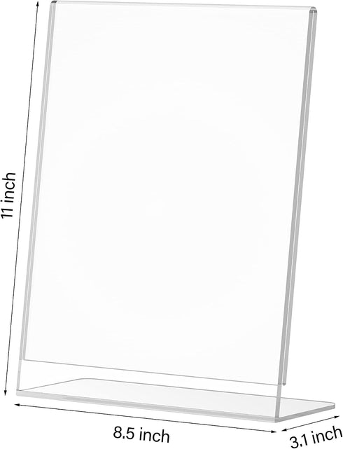 8.5 11, (12 Pack) Relx Acrylic Sign Holder x Slant Back Acrylic Display Stand, Clear Frames Plastic Sign Holder