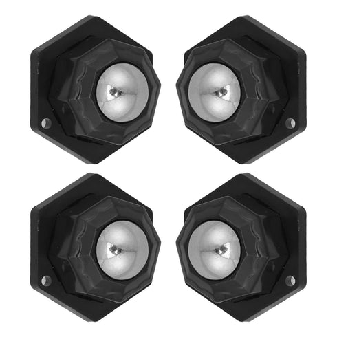 PRETYZOOM 4pcs Self-Adhesive General Purpose Rollers with Steel Ball Bearings, Black Mini