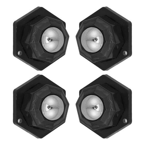 PRETYZOOM 4pcs Self-Adhesive General Purpose Rollers with Steel Ball Bearings, Black Mini