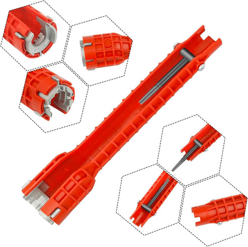 14 in 1 Multifunctional Faucet and Sink Installer Wrench, Suitable for Installing Pipes under Bathrooms, Toilets,