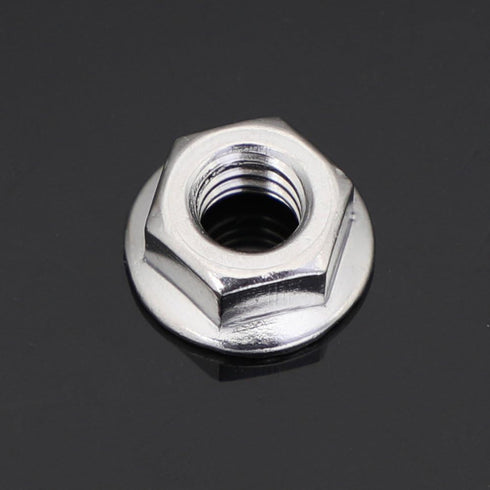 M6 Serrated Flange Nuts Flanged Locknuts, Stainless Steel 18-8 (304), Bright Finish, 50 PCS