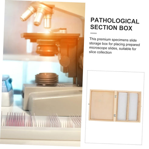 Wooden Microscope Slide Storage Box, Specimen Organizer with Lid for Laboratory, Classroom, Home Use