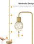 6W Bulb, Brass Gold Standing Floor Lamp for Living Room - Modern Industrial Design with LED Foot Switch, Metal Tall
