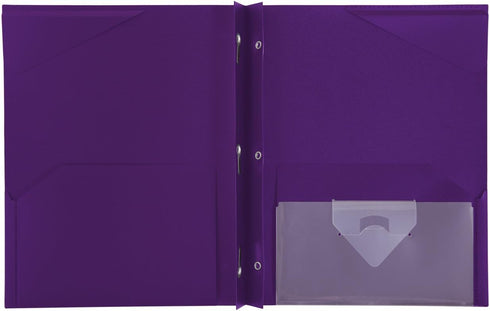 Five Star 2-Pocket Stay-Put Folder, Plastic Colored Folders, 11” x 8-1/2”, Pink/Purple