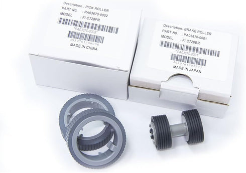 PA03670-0001 PA03670-0002 Set Fi-7160 Fi-7180 Fi-7260 Fi-7280 YANZEO Scanner Brake and Pick Roller For With Clean Wipe