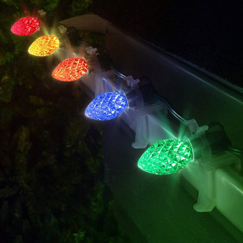 25 Pack C7 Multi Colored LED Replacement Christmas Light Bulbs, 0.72W, E12 Base, Dimmable Waterproof