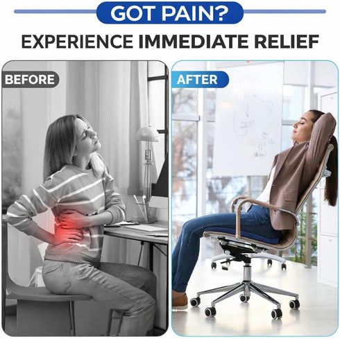 VIVAMINT Tailbone Large Gel Seat Cushion for Long Sitting, Cooling Gel Cushion for Office Chair, Sciatica Coccyx Pain