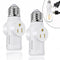 Light Socket to Plug Adapter, 2/3 Prong Converter for Garage Porch, 2 Pack (White)