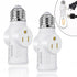 Light Socket to Plug Adapter, 2/3 Prong Converter for Garage Porch, 2 Pack (White)