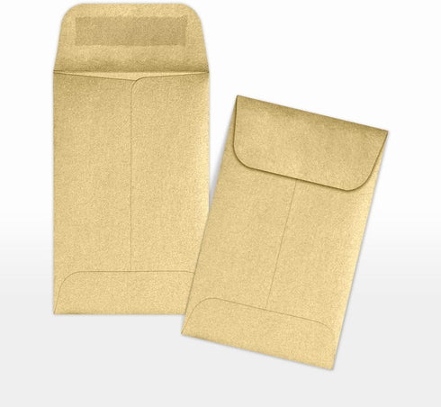 LUXPaper #1 Coin Envelopes | 50 Qty | 2 1/4" x 3 1/2" | Blonde Metallic | 80lb. Text