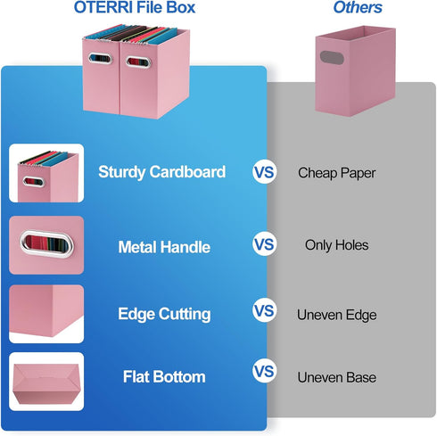 Oterri File Organizer, Small Collapsible Cardboard File Box, Portable Hanging Organizer for Letter Size, 6 Packs