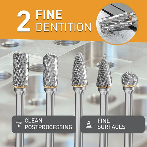 Carbide Burr Set Compatible with Dremel Rotary Tool, 10Pcs Die Grinder Bits with 1/8” Shank for Woodworking and Metal
