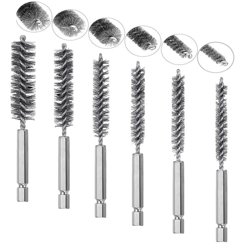 6 Pieces Stainless Steel Bore Brush Set with 15 Pcs Cleaning Needles, Twisted Wire Brush with Handle for Tubes