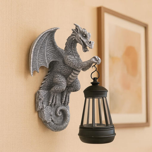 Generic 9-inch Large Solar-Powered Dragon Statue, Outdoor Decoration - Garden Decor with Solar Light, Waterproof Wall