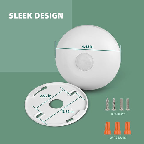 ECOELER 360 PIR Ceiling Sensor Switch, Hard-Wired Occupancy Motion Sensor with Slim Design, Degree Field of View High