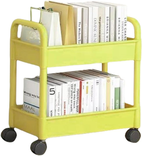Generic 2-Tier Commercial Rolling Cart, Utility Cart with Sturdy Shelves for Kitchen, Bedroom, Office, Bathroom