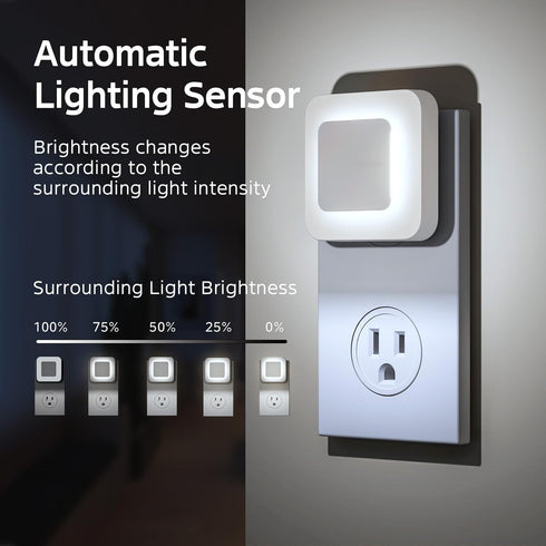Wall,5000K Hallway/Stairway/Bathroom/Bedroom/Kitchen,2 Packs Midea Night Lights Plug Into Night Light with Dusk to Dawn