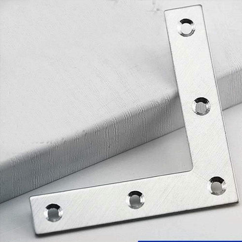 Tiberham 2Pcs 120 120 mm Flat L Shaped Corner Bracket, x Stainless Steel Right Angle Corner Brace Repair Plate, Heavy