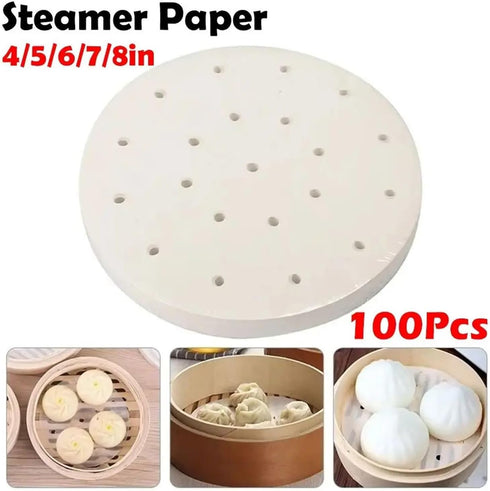 Generic 100Pcs Tools(7in) Steamed Paper Buns Pastries Non-stick Dim Sum Bread Bakery Restaurant Kitchen Cooking