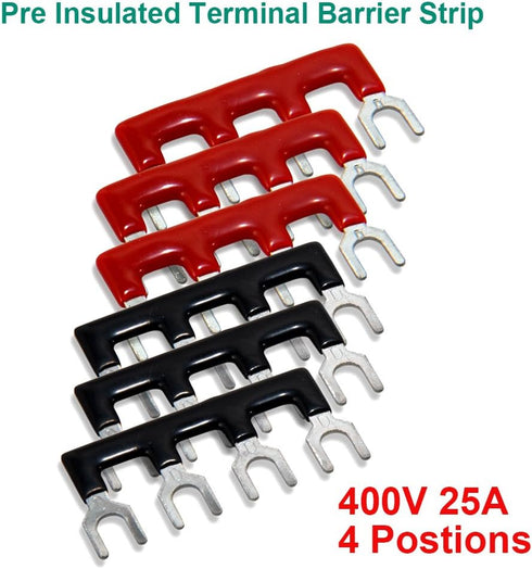 MILAPEAK Terminal Blocks - 12pcs (6 Sets) 4 Positions Dual Row 600V 25A Screw Terminal Strip Blocks with Cover