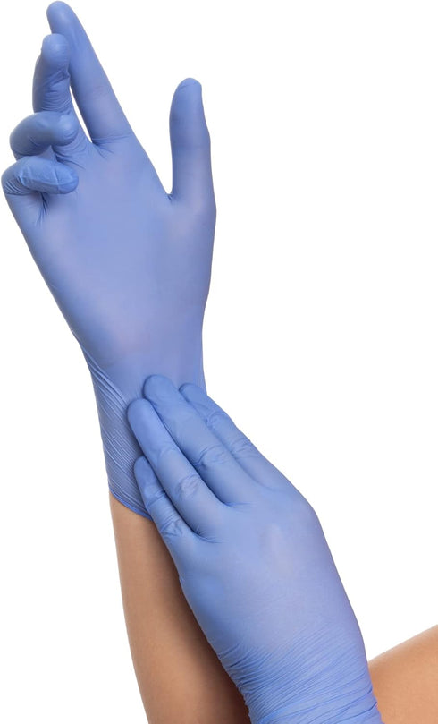 HALYARD AQUASOFT Nitrile Exam Gloves - Non-Sterile, Powder-Free, 3.1 mil, Blue, X-Small, 43932