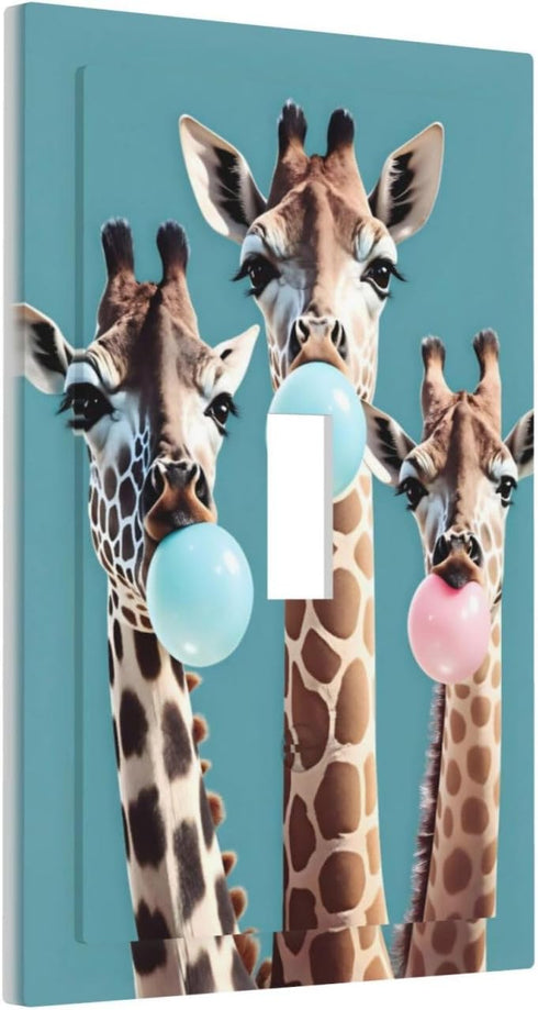 Sturin 1 3X5 Bubble Blowing Giraffe Wall Plate Light Switch Cover Gang Single Toggle Toggle Switch Art Plates