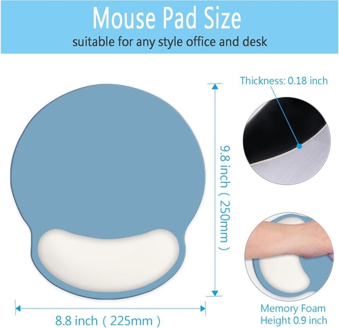 Mouse Pad with Wrist Rest Support, Ergonomic Gaming Mouse Pad with Non-Slip PU Base for Computer and Office