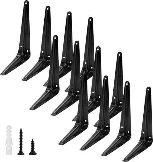 suiwotin 12pcs 6 Inch 5x6 Inch Shelf Brackets, Heavy Duty L Bracket, Shelf Corner Brace Right Angle Bracket, Floating