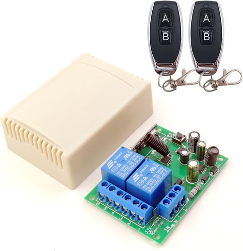 DieseRC AC 110V 120V 220V 240V Wireless Remote Control Switch: 433Mhz RF 10A 2CH Relay Receiver with 2 Transmitters
