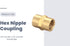Brass Coupling 1/4 Inch NPT Female x 1/4 Inch NPT Female Hex Head Pipe Fitting, Pack of 10, Air Hose Adapter