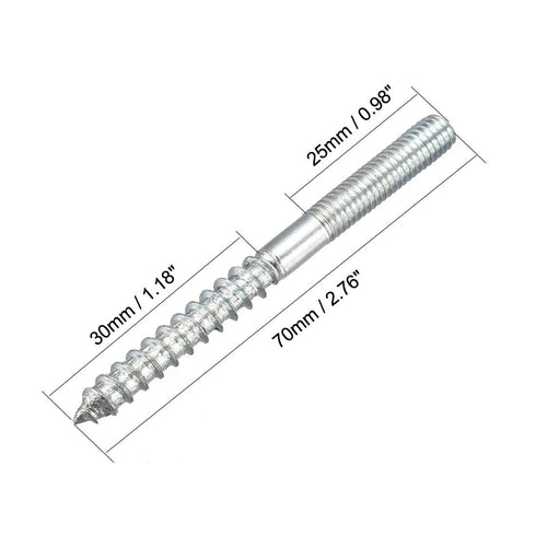 uxcell M6 Double Headed Hanger Bolts, 2-3/4" (70mm) Self-Tapping Screws for 6mm Wood Joint Furniture Legs, 8pcs