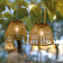 Bulb Outdoor Solar Hanging Lantern, Natural Seaweed Rattan Bamboo Hand-Woven Pendent Chandelier Light Edison Design
