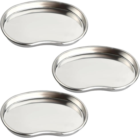Prgislew 3 Pack Dental Tray, Medium Stainless Steel Kidney Trays, Reusable Metal Dish for Lab, Kitchen, Pet Tools