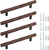 Antrader 4-Pack Walnut Wood Drawer Pulls, 128mm/5.04" Hole Centers, 7.16" Total Length,