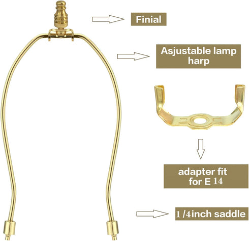 Lamp Shade Harp Holder for Table and Floor Lamps, 2 Set Heavy Duty Detachable Bracket with Polished Brass