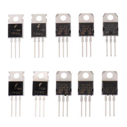 BOJACK 50 Pcs Silicon Epitaxial Power Transistor Assortment Kit - TIP31C, TIP32C, TIP41C, and More