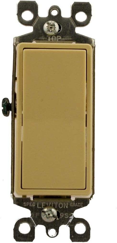 Leviton 5611-2I 15 Amp, 120/277 Volt, Decora Rocker Lighted Handle, Illuminated Off Single-Pole AC Quiet Switch, Residential Grade, Grounding, Ivory by Leviton