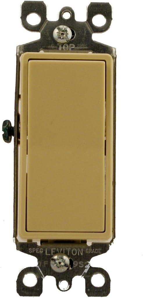 Leviton 5611-2I 15 Amp, 120/277 Volt, Decora Rocker Lighted Handle, Illuminated Off Single-Pole AC Quiet Switch, Residential Grade, Grounding, Ivory by Leviton