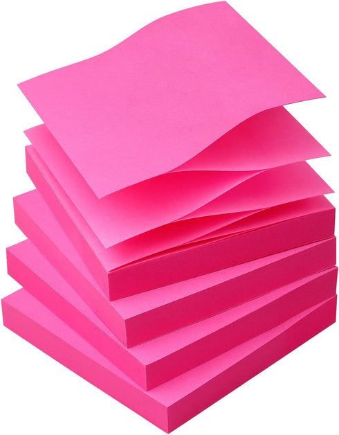 Sticky Notes 3x3 Pop Up Self-Stick Notes Pads with Bright Colors, Easy to Post for Office, Shool, Home, 4 Pads/Pack, 90 Sheets/Pad (Rose Red) by Osboo
