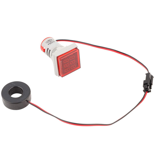 Red LED Digital Voltage Tester, 22mm Dual Display Panel Voltmeter Ammeter, AC 0-100A 60-500V Meter Indicator